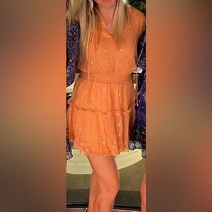 Peach and gold dress